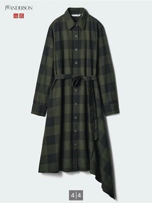 Zara Dark Green Flannel Cotton Asymmetric Hem Knee Length  Dress Size S - Image 1 of 4