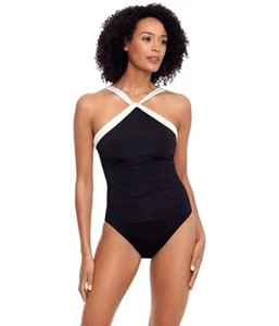 Lauren Ralph Lauren High-Neck Tummy-Control One-Piece Swimsuit, Black, 14 - Picture 1 of 2