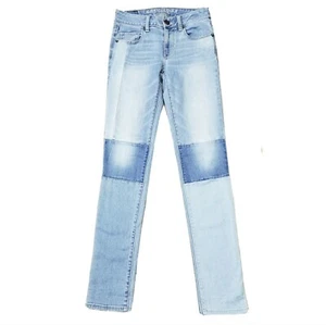 American Eagle Patchwork Skinny Jeans Womens Size 00 Low Rise Blue - Picture 1 of 6