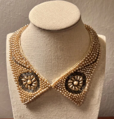 Vintage Miranda Japan Champagne Colored Faux Pearl Beaded Collar. Signed - Image 1 of 4