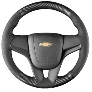 PULeather Matte Carbon Fiber Steering Wheel Stitch Wrap Cover For Chevrolet Aveo - Foto 1 di 4