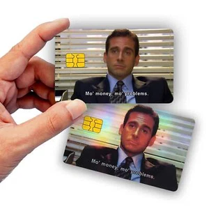 Recubrimiento de tarjeta de crédito The Office Mo Money Meme - Cubierta adhesiva de vinilo brillante - Imagen 1 de 10