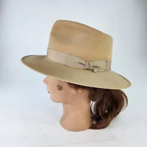 Vintage Brent Fedora Filzhut Größe 6 7/8 taupe Scharnier flexibel gepolstert Cowboy Western - Bild 1 von 11