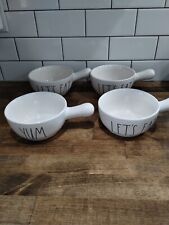 Rae Dunn soup "yum" and "let's eat" Bowls With Handle Set Of 4