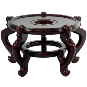 Oriental Furniture 9.5 In. Rosewood Chinese Fishbowl Stand In Dark Rosewood - Picture 1 of 3