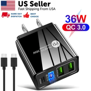 For Google Pixel 10 9 8a 7 6 5 4 36W Fast Charge Wall Charger & USB Type C Cable - Picture 1 of 12