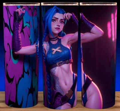 Sexy Jinx in Lingerie Arcane League of Anime Legends Gamer Cup Mug Tumbler