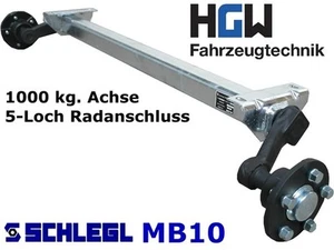 1000 kg. Achse für Anhänger - AM: 1000 mm  AS: 5*112 Schlegl MB10 Laufachse - Bild 1 von 3