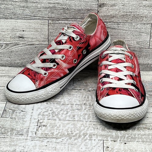Lacci in tela floreale rosa Converse All Star giovani taglia 2 rose bianco e nero