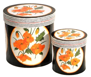 Kanister Set Orange Mohnblume Handbemalt Karton Set 2 - Bild 1 von 7