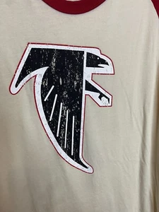 Majestic Threads Atlanta Falcons Deion Sanders #21 Ringer T-Shirt Tan/Red - Picture 1 of 7