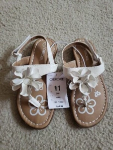 NWT - CHEROKEE Girls Sandals "Jess" white flowers - Size 11 - Picture 1 of 3