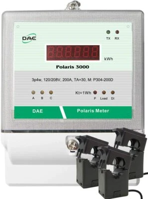 DAE P304-200 KIT,UL 200A,120/208v,Multi-function Submeter,3P4W,3CT,RS485,Demand - Image 1 of 4