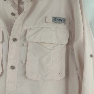 Camisa de pesca Bimini Bay pequeña para hombre manga larga abotonada melocotón ventilado Foto 1 de 4
