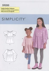 Simplicity S9200 Bauernbluse mit Flatter, Volantärmel Gr. 7-14 ungeschnittenes Muster - Bild 1 von 4