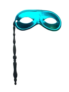 Turquoise MASQUERADE MASK ON A STICK EYEMASK EYE BALL HALLOWEEN FANCY DRESS - Picture 1 of 1