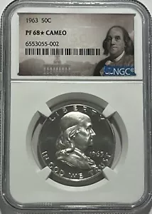 1963 NGC PF68 Star Cameo Proof Ben Franklin Half Dollar 50c 90% Silver - Picture 1 of 3