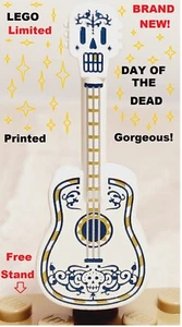 New LEGO Guitar Acoustic Gold Trim Pinstripe Printed Skull Day of Dead Mexican - Picture 1 of 1