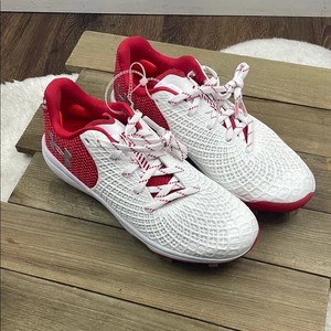 Under Armour NWOT Glyde 2 MT Softball Cleats White Red Size 9 - Picture 1 of 7