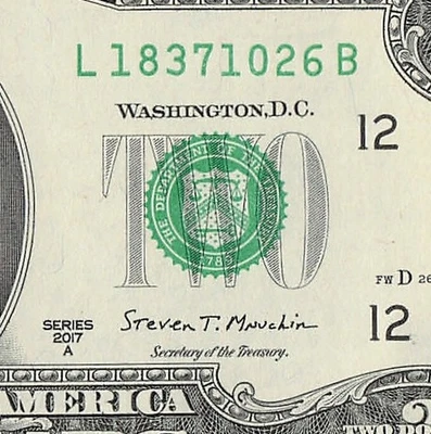 OCT 26 1837 Birthday Fancy Serial Number Date Note One Dollar Bill 10 26 1837 - Image 1 of 4
