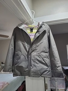 The North Face Girls Hyvent Hooded Quilted Parka Jacket Size L 14/16 Gray - Picture 1 of 7