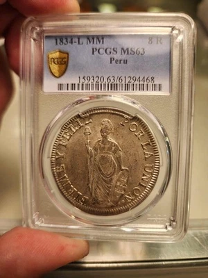 M31 Peru 1834-L, MM Silver 8 Reales PCGS MS-63 - Image 1 of 2