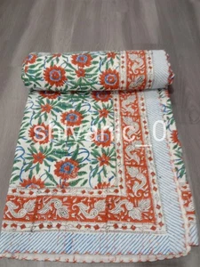Vintage Handmade Cotton Kantha Quilt Blanket Bedspread BedCover Throw Reversible - Picture 1 of 5