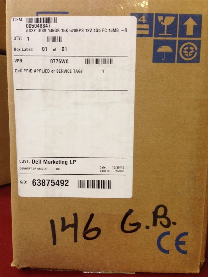 DELL 0776W0 Hard Drive 146GB 15K 520BPS 12V 4GB FC 16MB - R NEW - Image 1 of 1