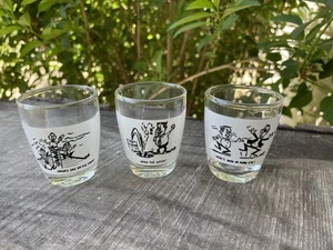 Juego De 3 Vasos De Colección Gráficos MCM Retro Anchor Hocking Barware Años 50’s - Imagen 1 de 7