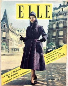 ELLE Magazine n° 254 du 9 Octobre 1950 ancienne revue de mode couture cover DIOR - Foto 1 di 6