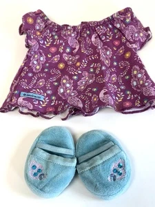 American Girl Truly Me Purple Peacock PJs Too Slippers Only 2013 Read - Picture 1 of 5