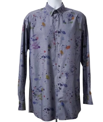 Camisa Visconti Signature Series Para Hombre XLT Edición Limitada Gris Pintura Salpicaduras Foto 1 de 4