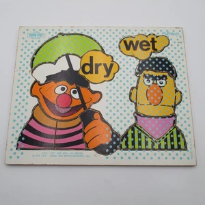 Vintage 1973 Playskool Sesamstraße Ernie & Bert nass und trocken 315-3 Puzzle USA - Bild 1 von 10