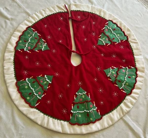MARTHA STEWART everyday Christmas Tree Skirt Felt Trees w quilted back 2002 - Picture 1 of 7