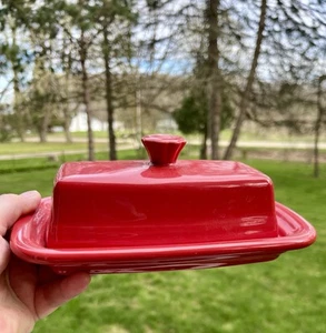 Fiesta Homer Laughlin HLC Fiestaware USA Red Scarlet Covered Butter Dish Ceramic - Picture 1 of 8