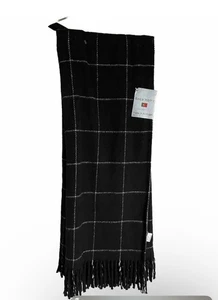 "Manta Roca Home Hecha en Portugal Mezcla de Algodón Negro Blanco Cuadros 50x67""" - Imagen 1 de 6