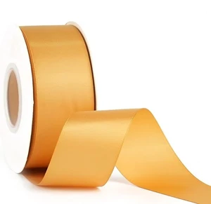 MAYREEL 1.5 Inch Gold Satin Ribbon Aureate Thick 2 Pack 25 Yards 50 Yards Total - Picture 1 of 8