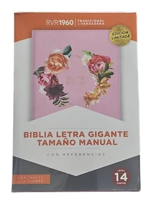 Biblia RV60 letra gigante tamaño manual rosa floral ciere index - Personalizada - Picture 1 of 9