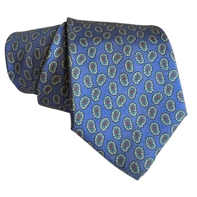 Hathaway Men Blue Silk Paisley Necktie Made In USA - Image 1 of 4