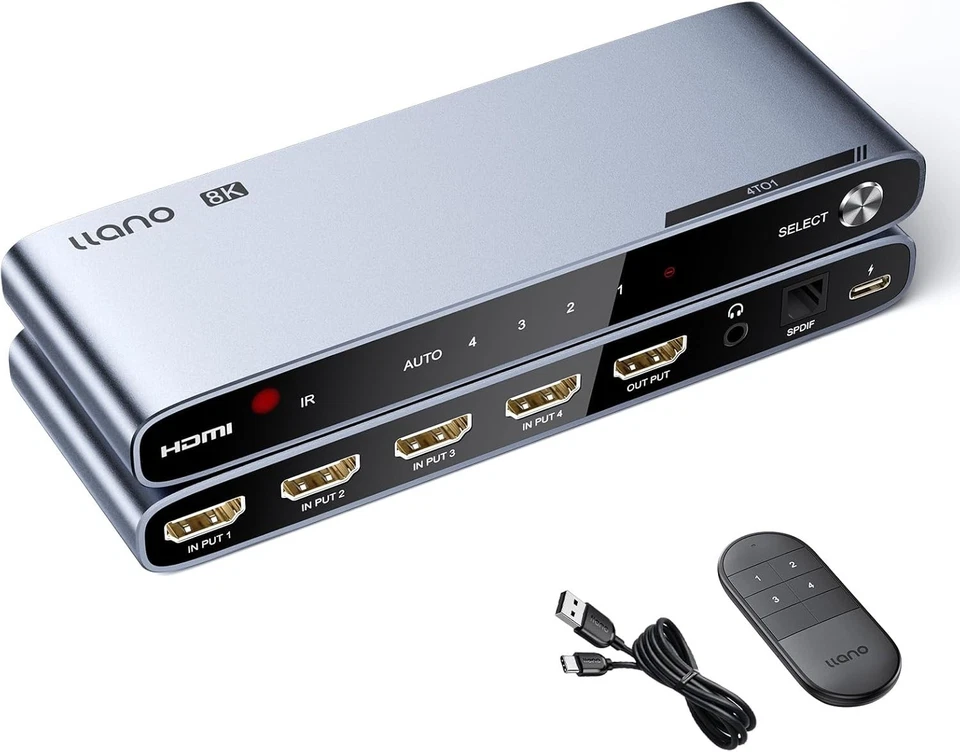 llano HDMI 2.1 Switch 4K@120Hz 8k HDMI Switcher with Audio Extractor(Optical & 3 - Image 1 of 4