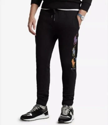 Polo Ralph Lauren 男式多色小马慢跑运动裤黑色 XL 码全新带标签 — 第 1/4 张图片