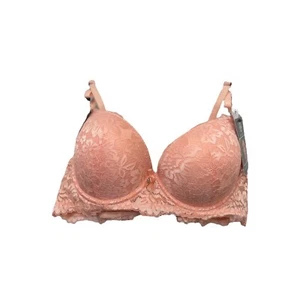 Women’s Size 34C Bra Daisy Fuentes Pink Luxe Lace Intimates Push Up - Picture 1 of 6