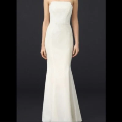 JILL STUART Mermaid White Strapless Minimalist Bandeau wedding Gown Dress sz 4 - Image 1 of 4