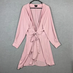 City Chic Dress Womens Small Pink Chiffon Sheer Wrap Pleated Plus Size - Picture 1 of 6