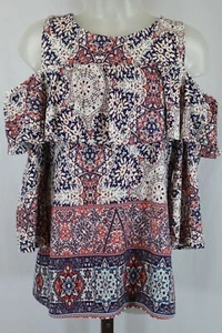 Amy Byer Girls Mutli Color Open Shoulder 3/4 Sleeve Top Size Large (14) - Picture 1 of 5