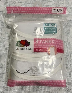 3-pack NEW Fruit of the Loom White Tank Tops, Girls Size Large 12-14 Tag Free L - Picture 1 of 7