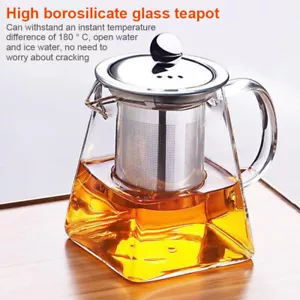350ML Heat Resistant Glass Teapot with Strainer Filter Infuser TeaPot - Picture 1 of 6