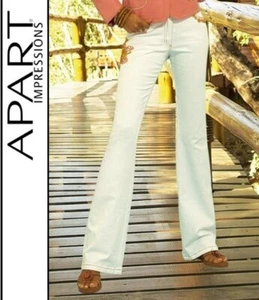 NUEVO: ELABORADO ESTILO ELEGANTE BOOTCUT JEANS PERLAS BORDADAS 34 APART blanco D*200567 - Imagen 1 de 6