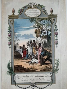 Uomini e donne, Vestiario, Capo Verde// Acquaforte Originale Middleton 1790  - Imagen 1 de 3