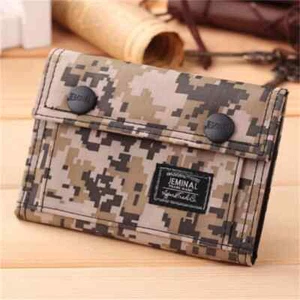 Mens Boys Camouflage Canvas Wallet Army Camo Hunting Soldierly Teens Duty Purse - Picture 1 of 16